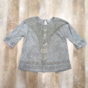 Gimmicks by BKE Sage Green Acid washed Top Open Back Lace detail